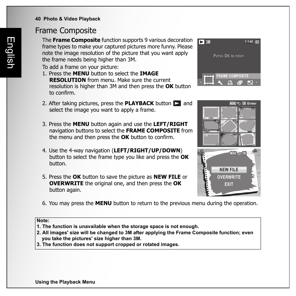 Frame composite, English | Sanyo VPC-E1090 User Manual | Page 52 / 70