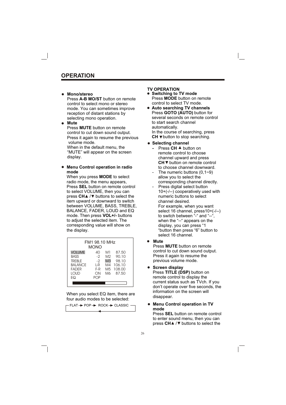 Т³гж 26, Operation | Sanyo ECD-T1580DV User Manual | Page 26 / 40