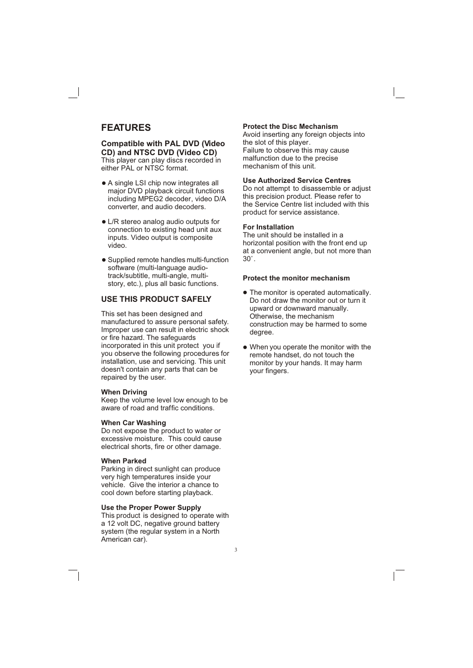 Т³гж 3, Features | Sanyo ECD-T1580DV User Manual | Page 3 / 40