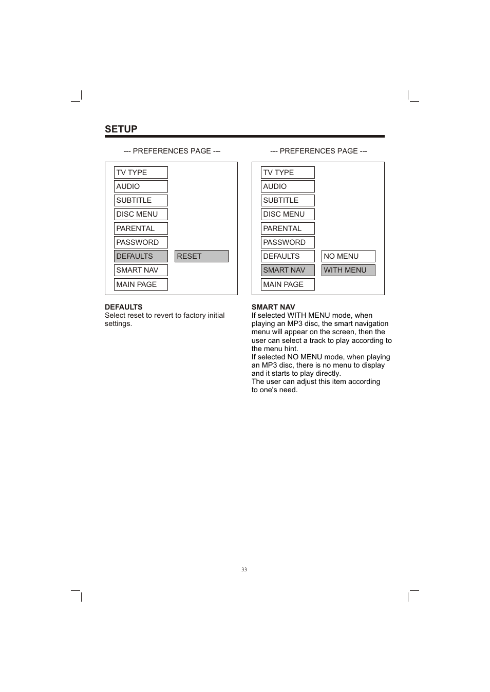 Т³гж 33, Setup | Sanyo ECD-T1580DV User Manual | Page 33 / 40