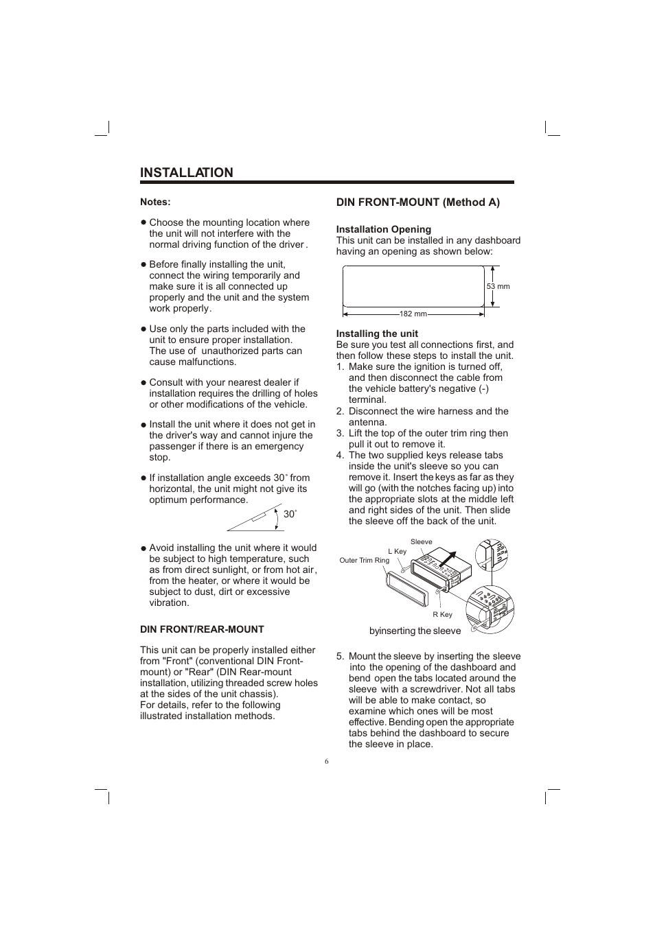 Т³гж 6, Installation | Sanyo ECD-T1580DV User Manual | Page 6 / 40