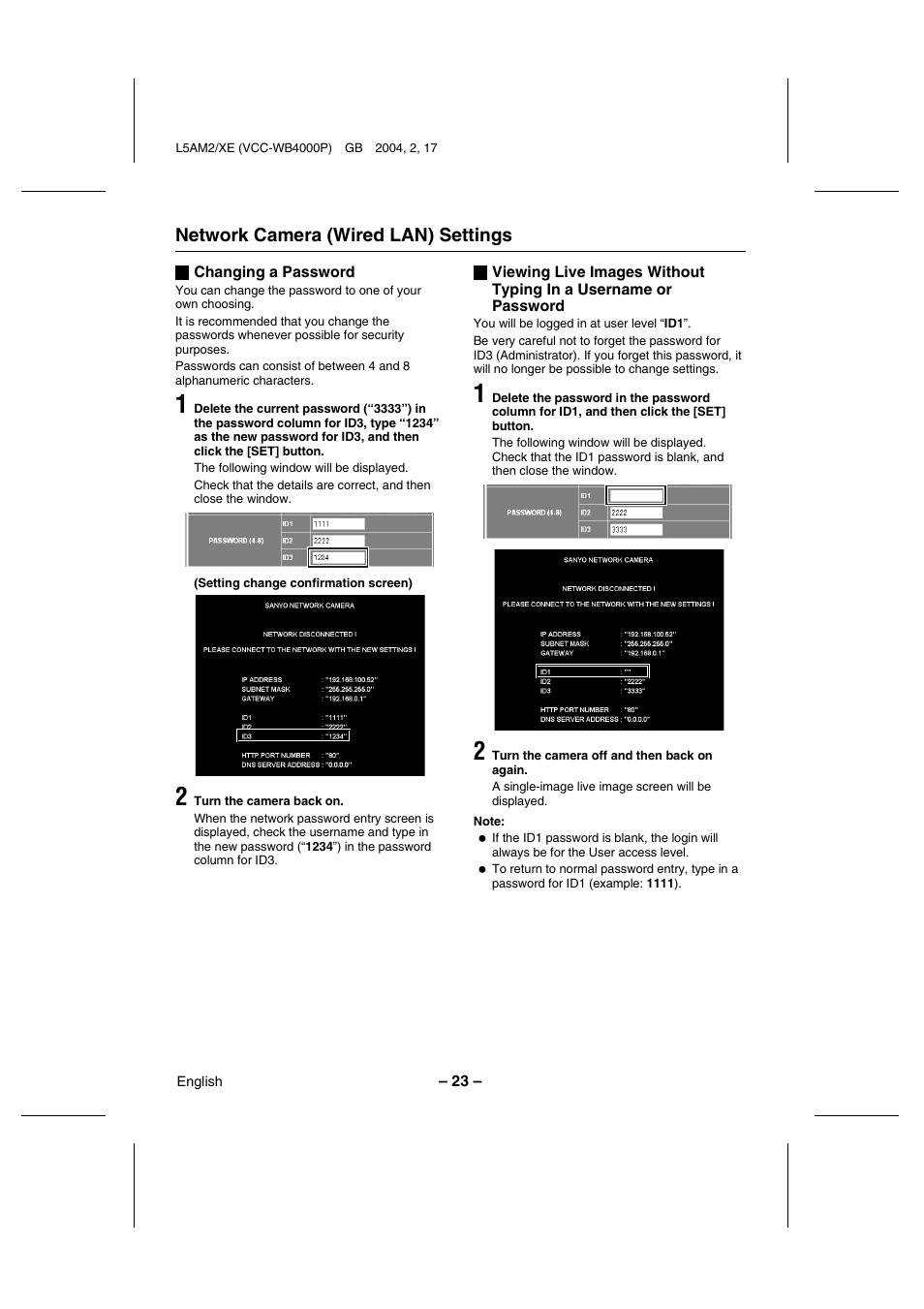 Sanyo VCC-WB4000P User Manual | Page 24 / 78