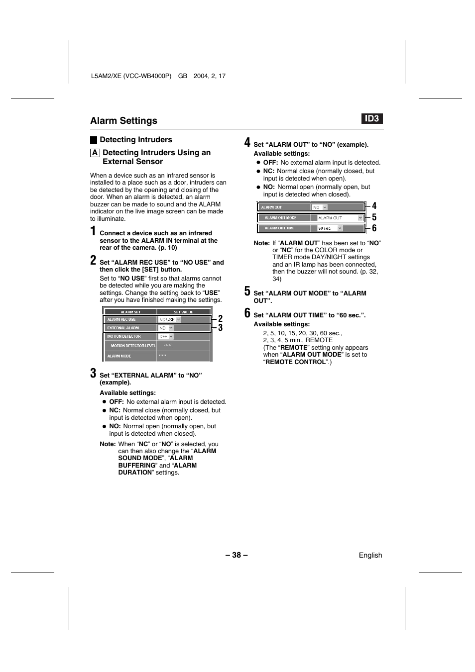 Sanyo VCC-WB4000P User Manual | Page 39 / 78