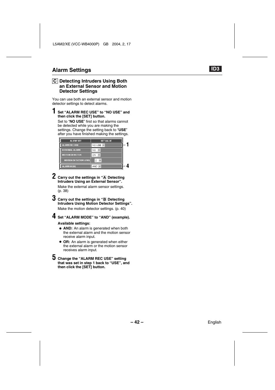 Sanyo VCC-WB4000P User Manual | Page 43 / 78