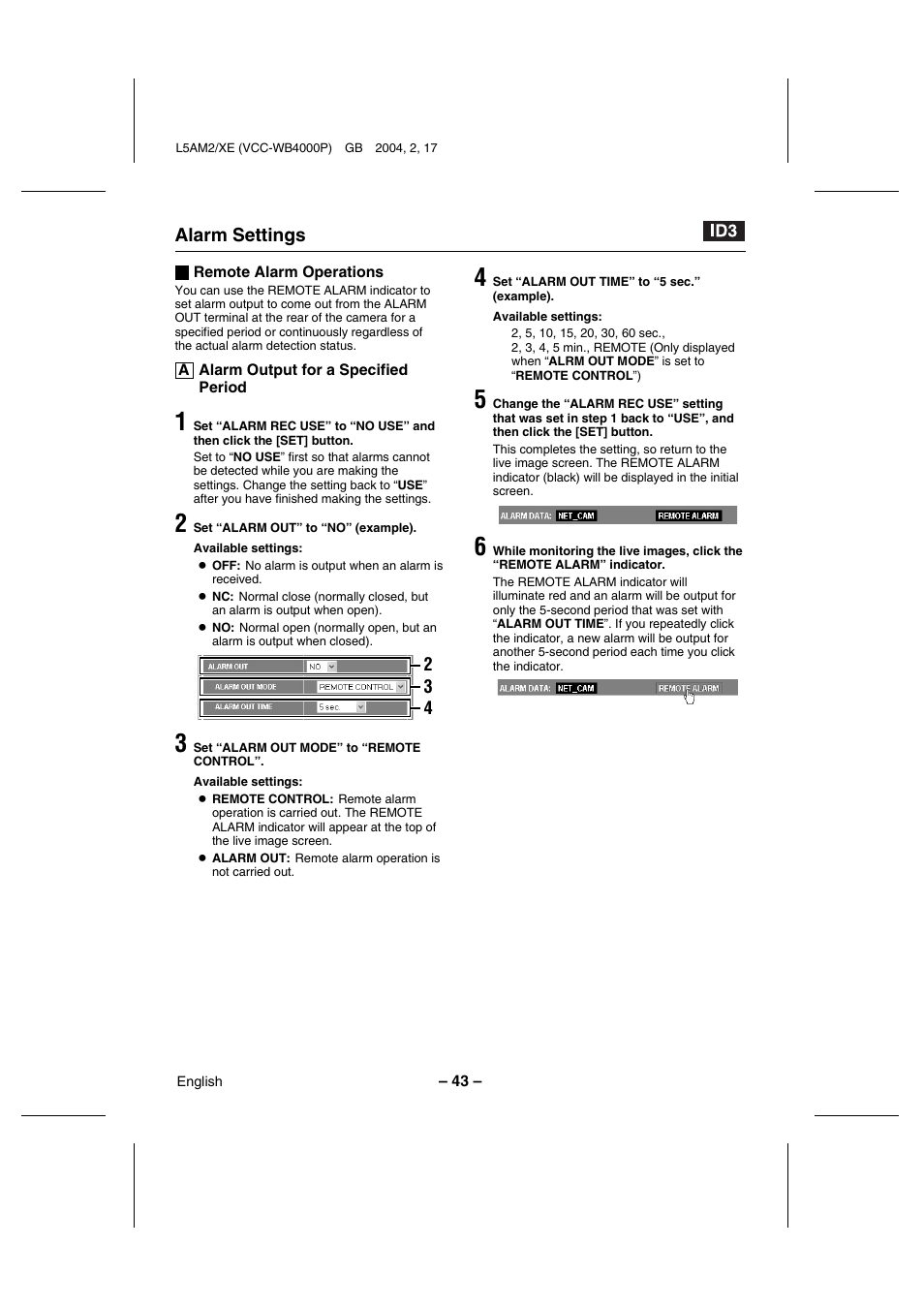 Sanyo VCC-WB4000P User Manual | Page 44 / 78