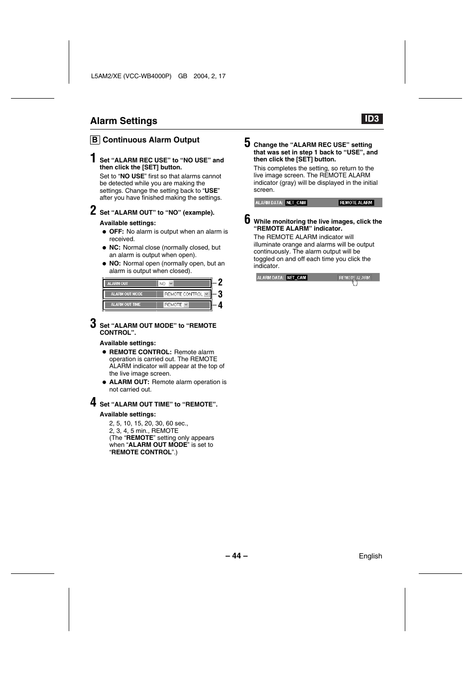 Sanyo VCC-WB4000P User Manual | Page 45 / 78