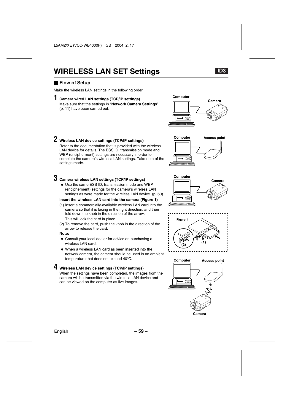 Wireless lan set settings | Sanyo VCC-WB4000P User Manual | Page 60 / 78