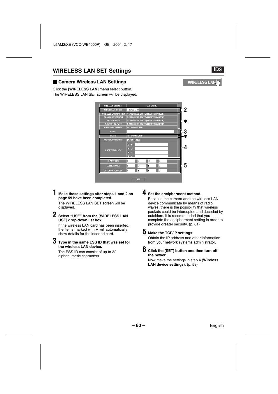 Sanyo VCC-WB4000P User Manual | Page 61 / 78