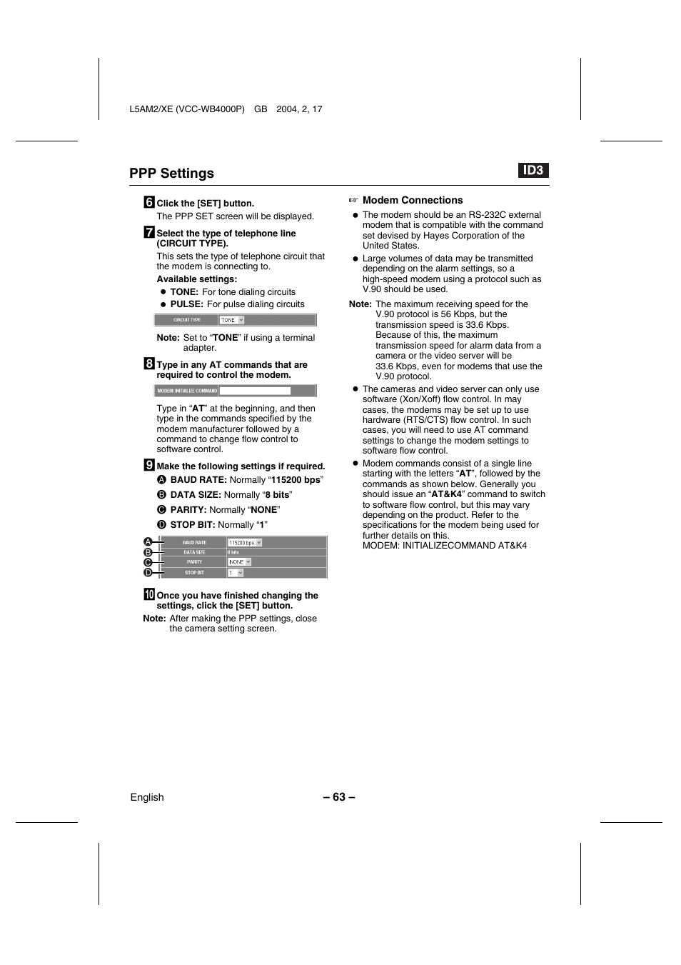 Ppp settings 6 | Sanyo VCC-WB4000P User Manual | Page 64 / 78