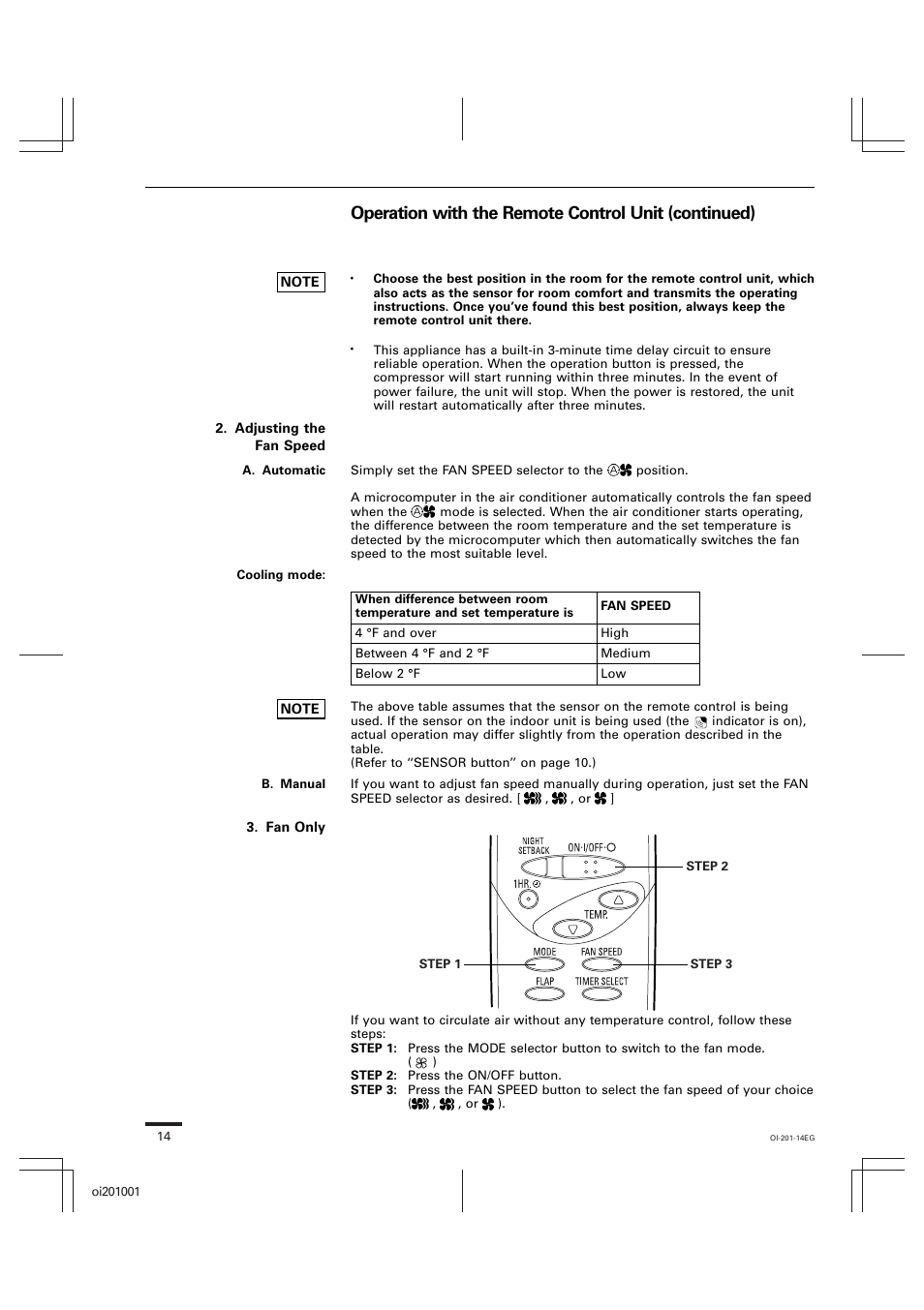 Operation with the remote control unit (continued) | Sanyo XS4232 User Manual | Page 14 / 24