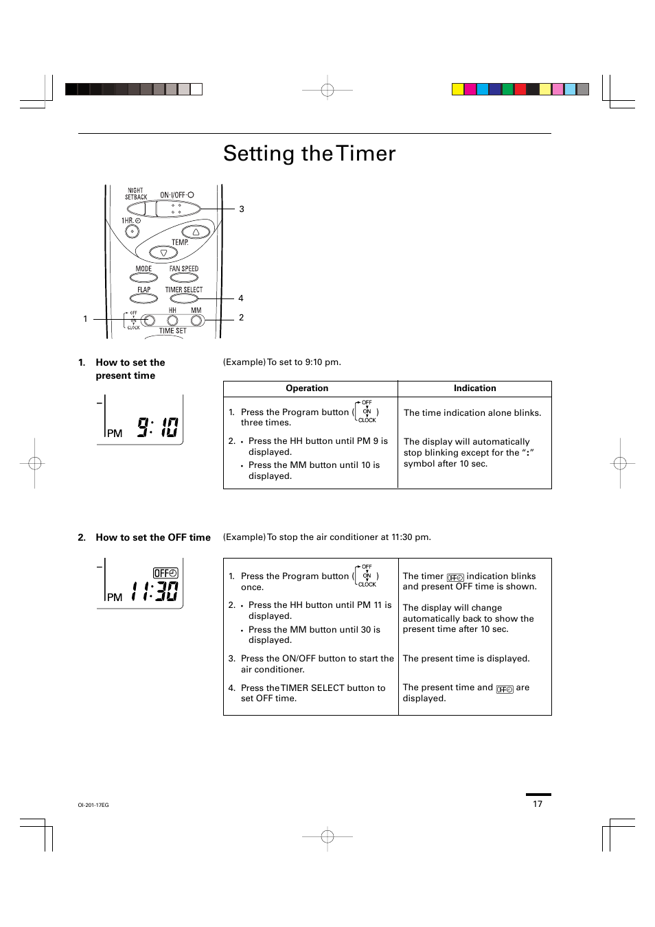 Setting the timer | Sanyo XS4232 User Manual | Page 17 / 24