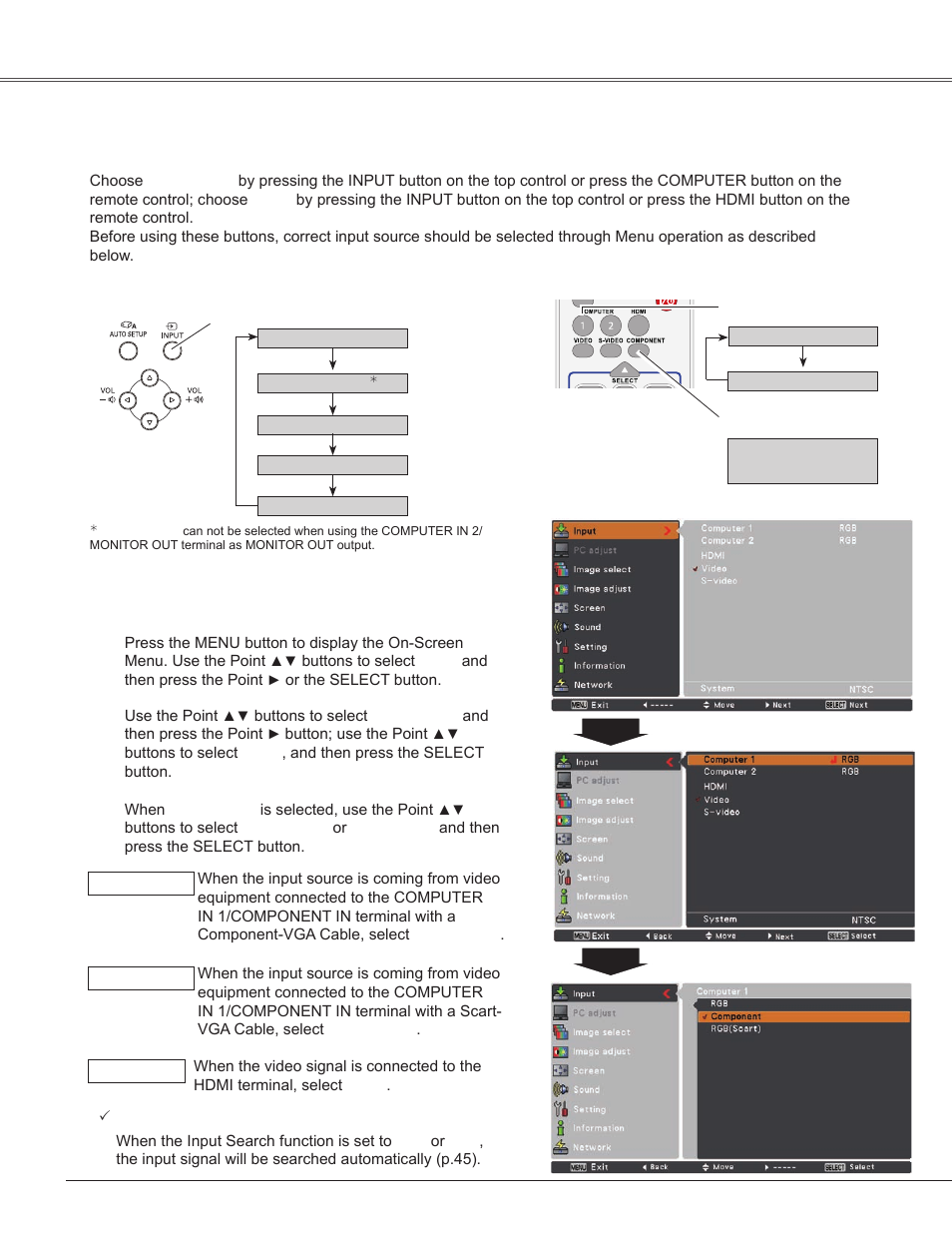 Video input | Sanyo PLC-WXU300K User Manual | Page 38 / 82