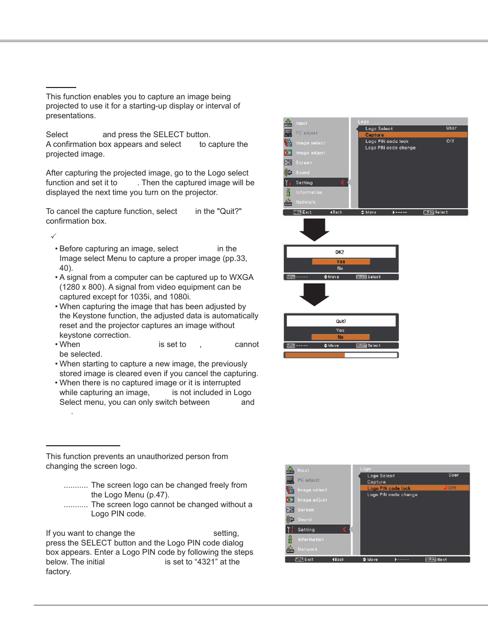 Setting | Sanyo PLC-WXU300K User Manual | Page 48 / 82