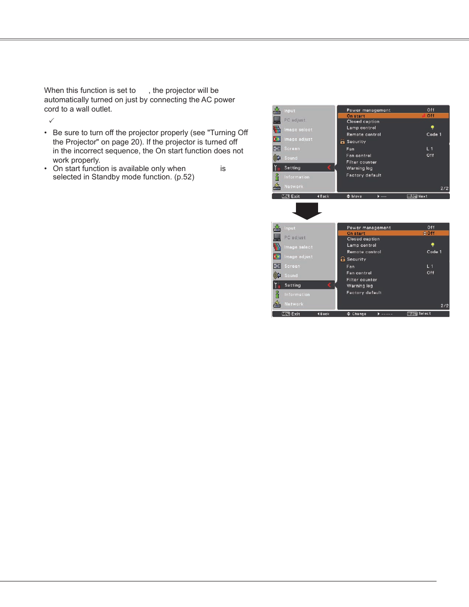 Setting | Sanyo PLC-WXU300K User Manual | Page 53 / 82