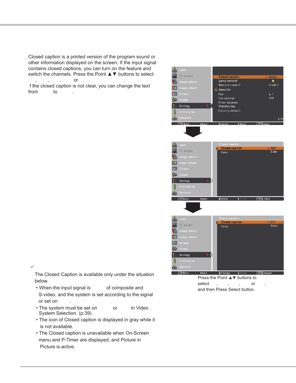 Setting | Sanyo PLC-WXU300K User Manual | Page 54 / 82