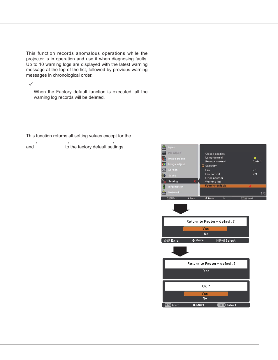 Setting | Sanyo PLC-WXU300K User Manual | Page 59 / 82