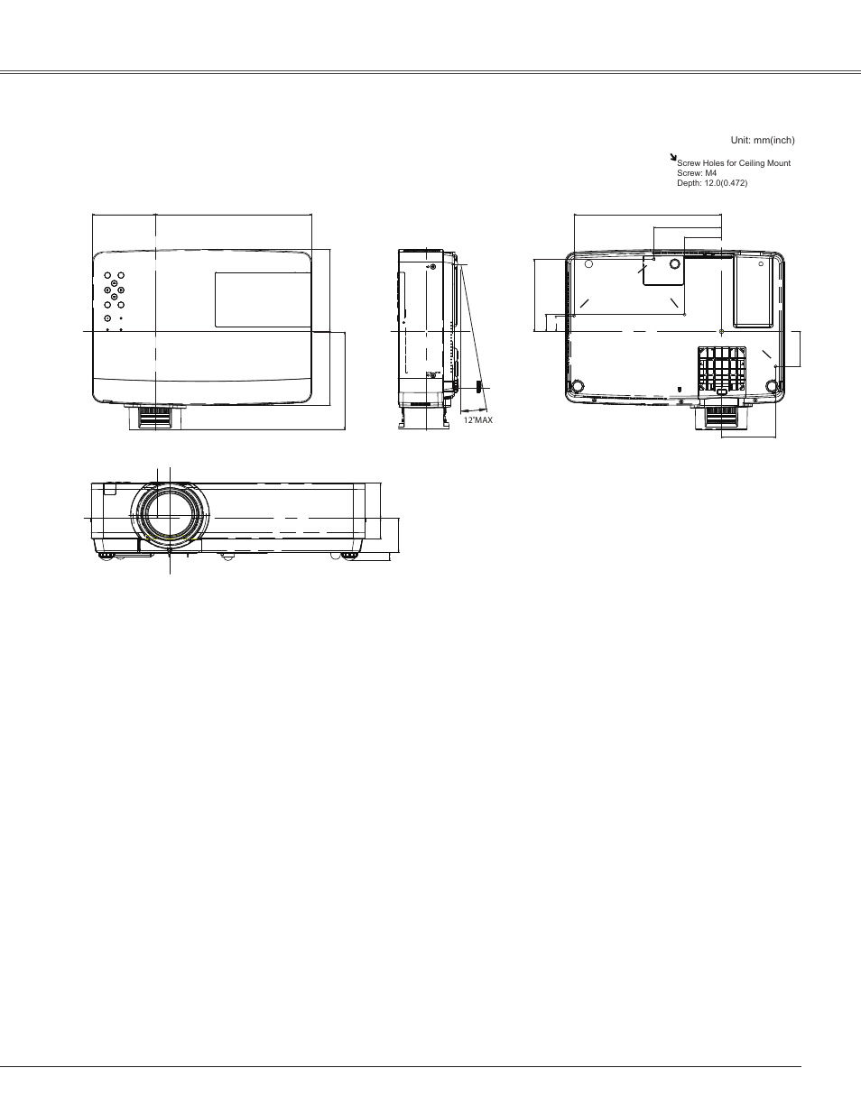 Dimensions, Appendix, Appendix dimensions | Sanyo PLC-WXU300K User Manual | Page 81 / 82