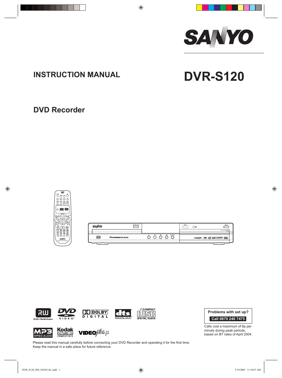 Sanyo DVR-S120 User Manual | 40 pages