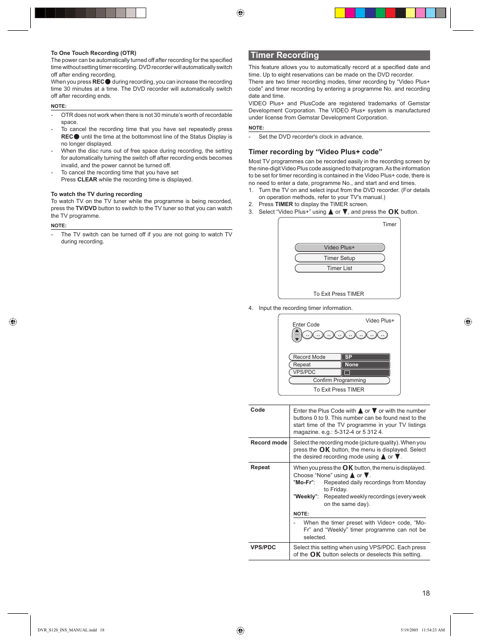 Timer recording | Sanyo DVR-S120 User Manual | Page 19 / 40