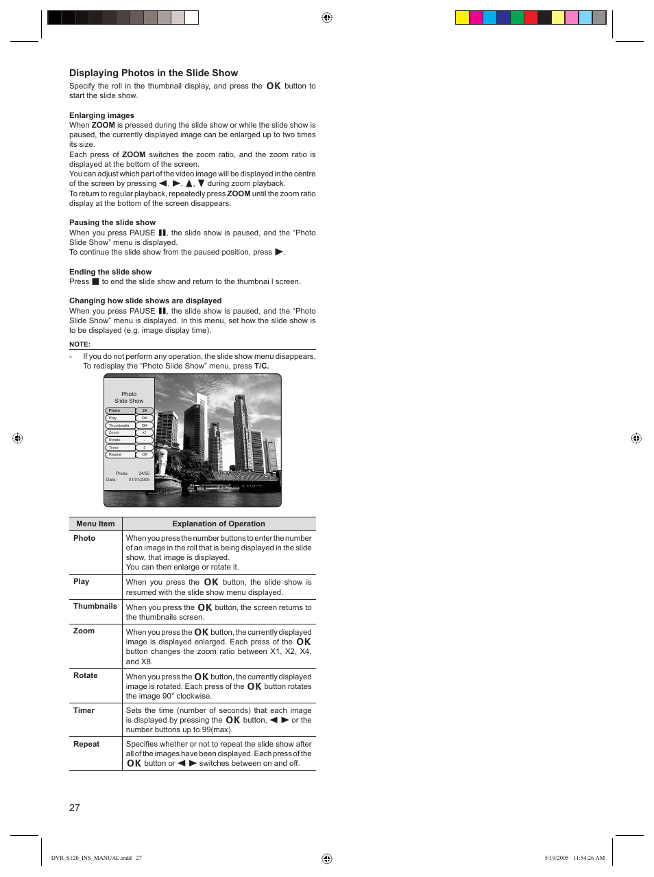 27 displaying photos in the slide show | Sanyo DVR-S120 User Manual | Page 28 / 40