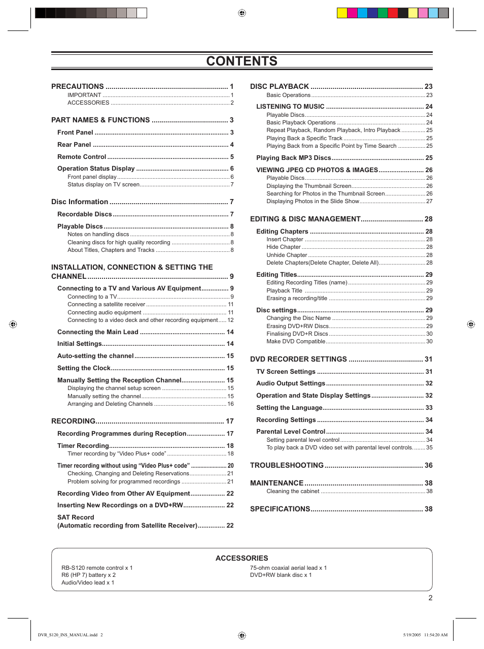 Sanyo DVR-S120 User Manual | Page 3 / 40