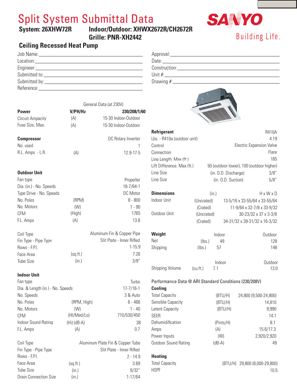 Sanyo XHWX2672R User Manual | 2 pages
