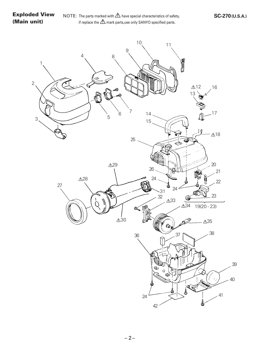 Exploded view(main unit) | Sanyo SC-270 User Manual | Page 2 / 4