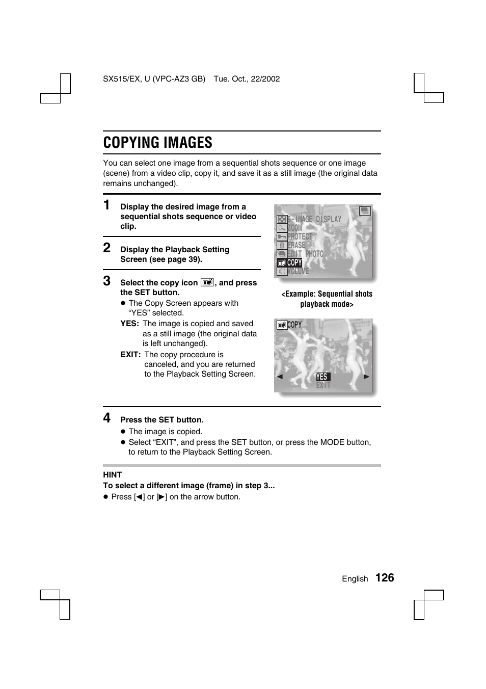 Copying images | Sanyo VPC-AZ3 EX User Manual | Page 129 / 207