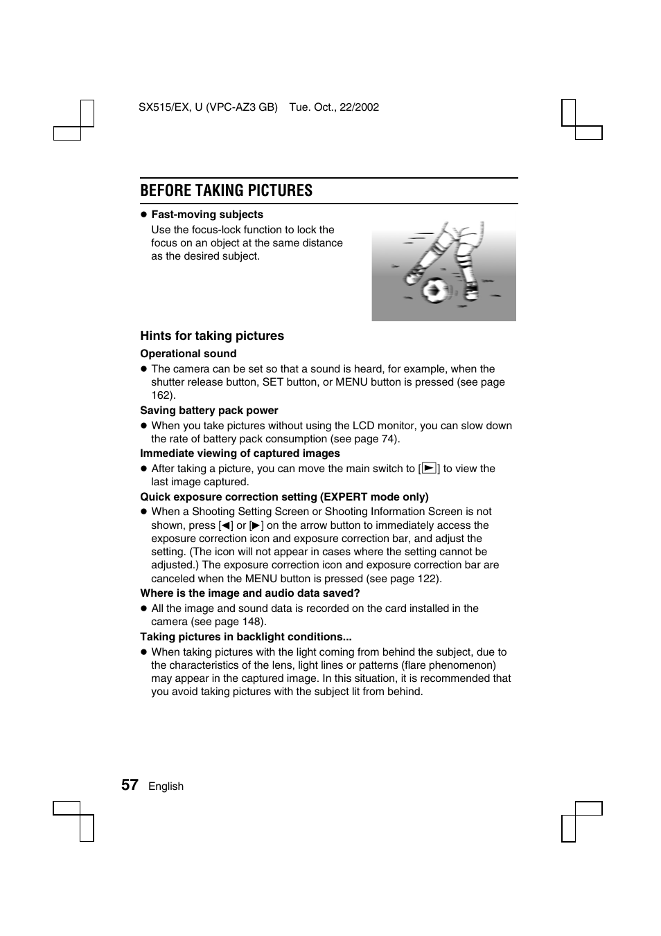 Before taking pictures | Sanyo VPC-AZ3 EX User Manual | Page 60 / 207