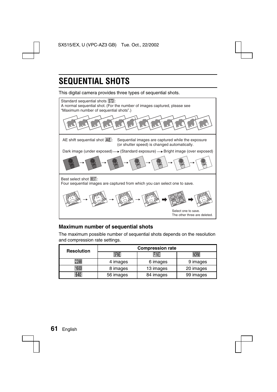 Sequential shots | Sanyo VPC-AZ3 EX User Manual | Page 64 / 207