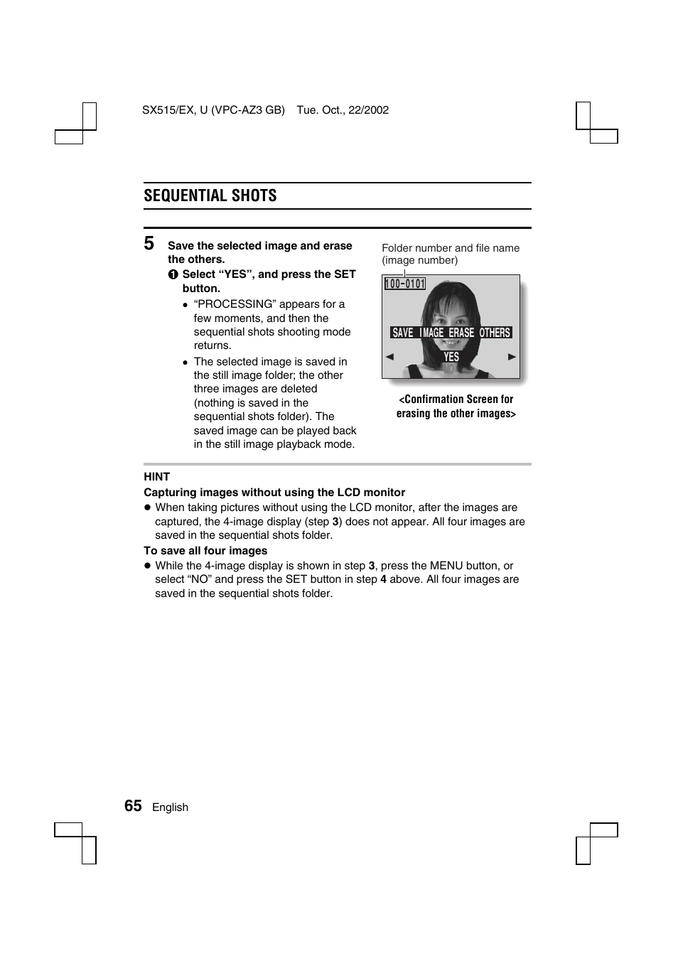 Sequential shots | Sanyo VPC-AZ3 EX User Manual | Page 68 / 207