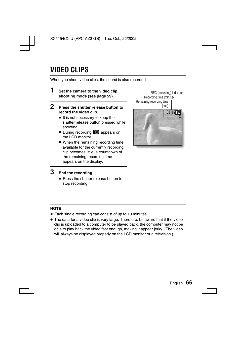 Video clips | Sanyo VPC-AZ3 EX User Manual | Page 69 / 207