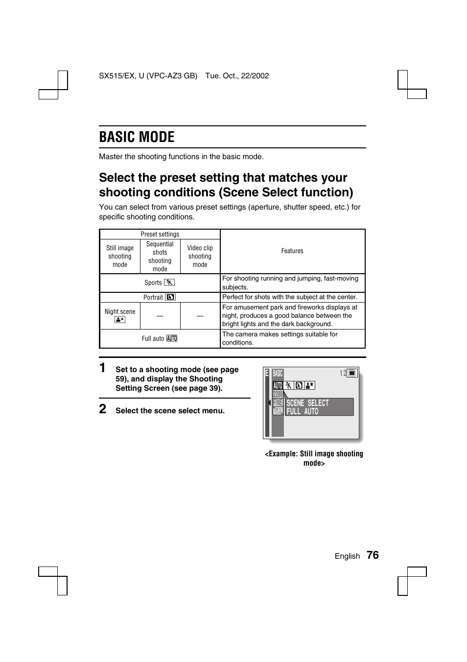 Basic mode | Sanyo VPC-AZ3 EX User Manual | Page 79 / 207