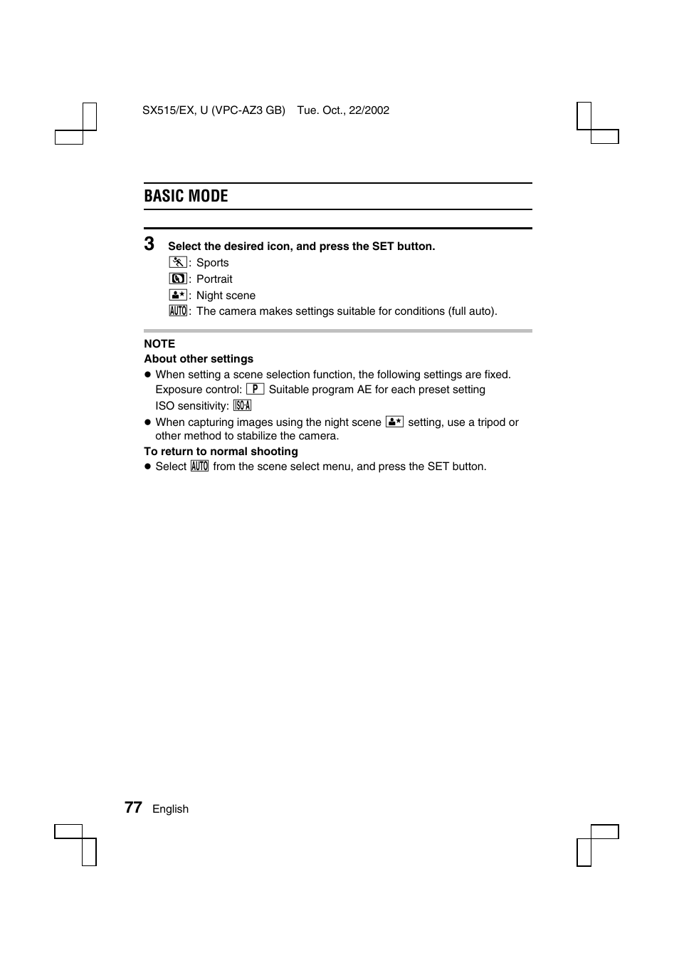 Basic mode | Sanyo VPC-AZ3 EX User Manual | Page 80 / 207