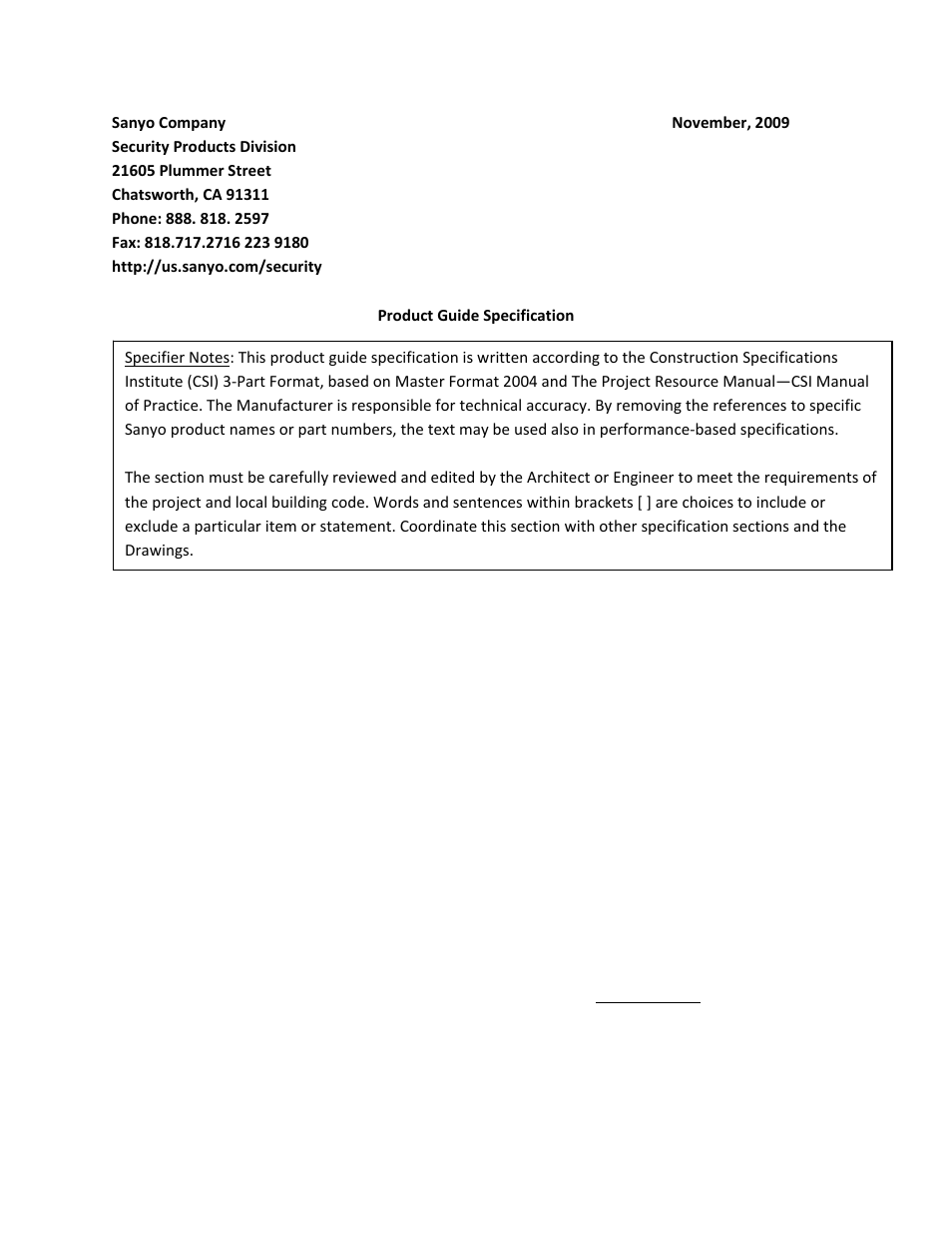 Sanyo VCC-HD2300 User Manual | 7 pages