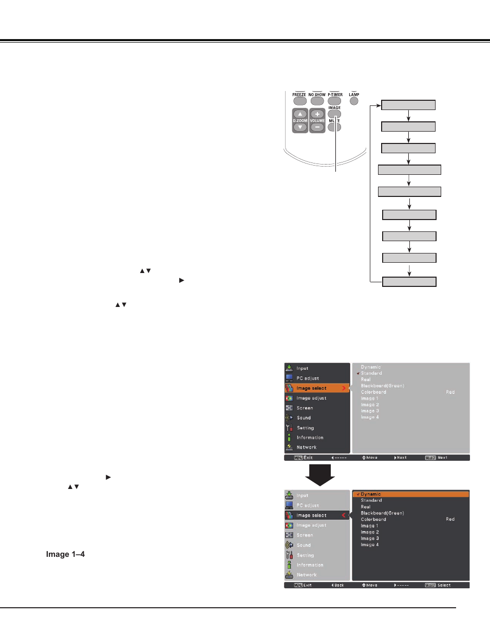 Image mode selection, Computer input | Sanyo PJ LINK PLC-XU106 User Manual | Page 35 / 79