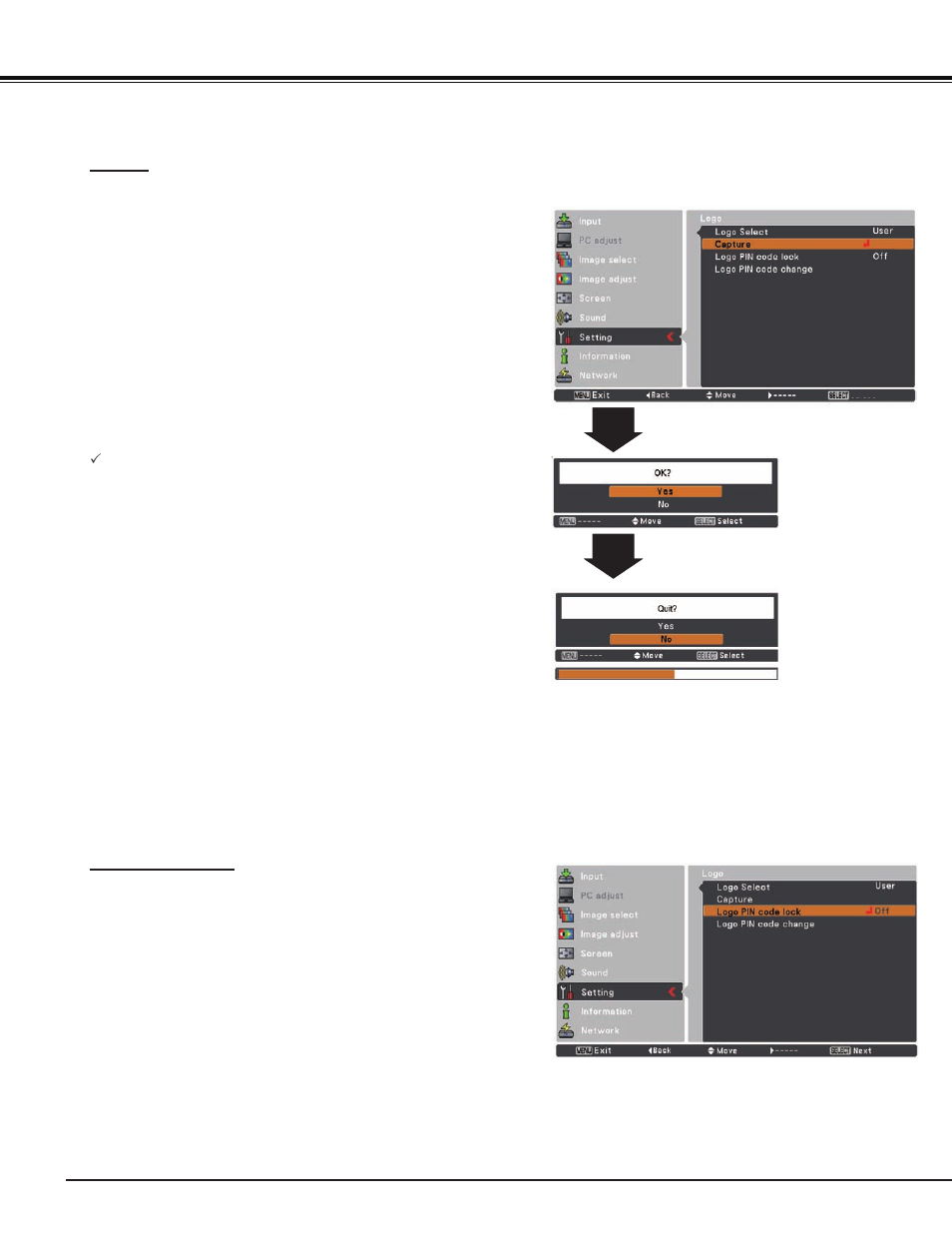Setting | Sanyo PJ LINK PLC-XU106 User Manual | Page 50 / 79
