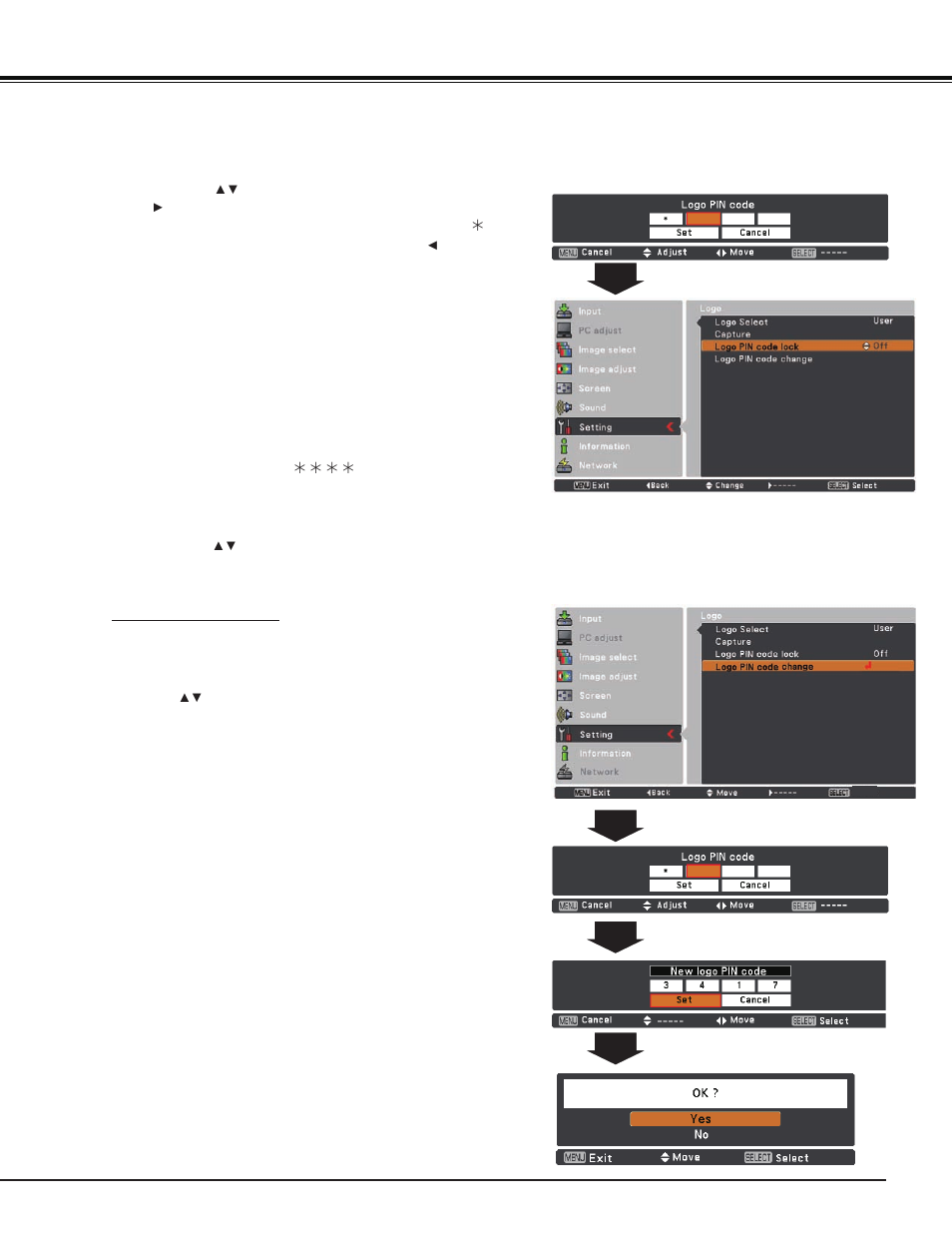 Setting | Sanyo PJ LINK PLC-XU106 User Manual | Page 51 / 79