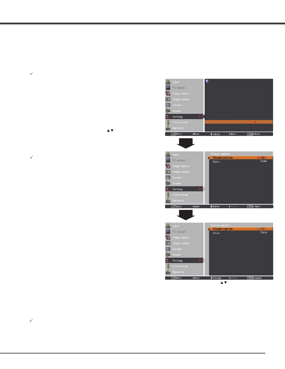 Setting | Sanyo PJ LINK PLC-XU106 User Manual | Page 53 / 79
