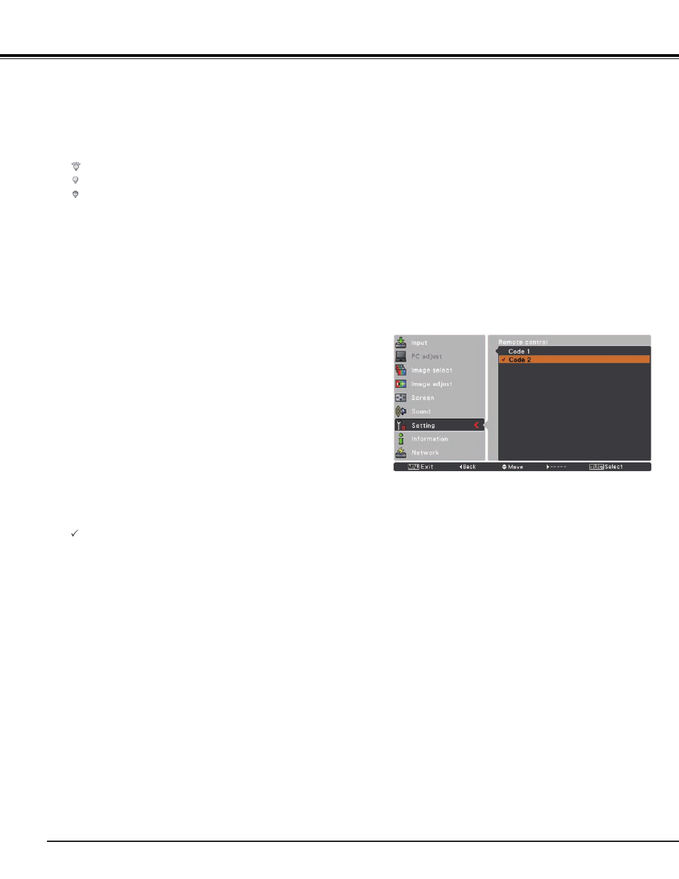 Setting | Sanyo PJ LINK PLC-XU106 User Manual | Page 54 / 79