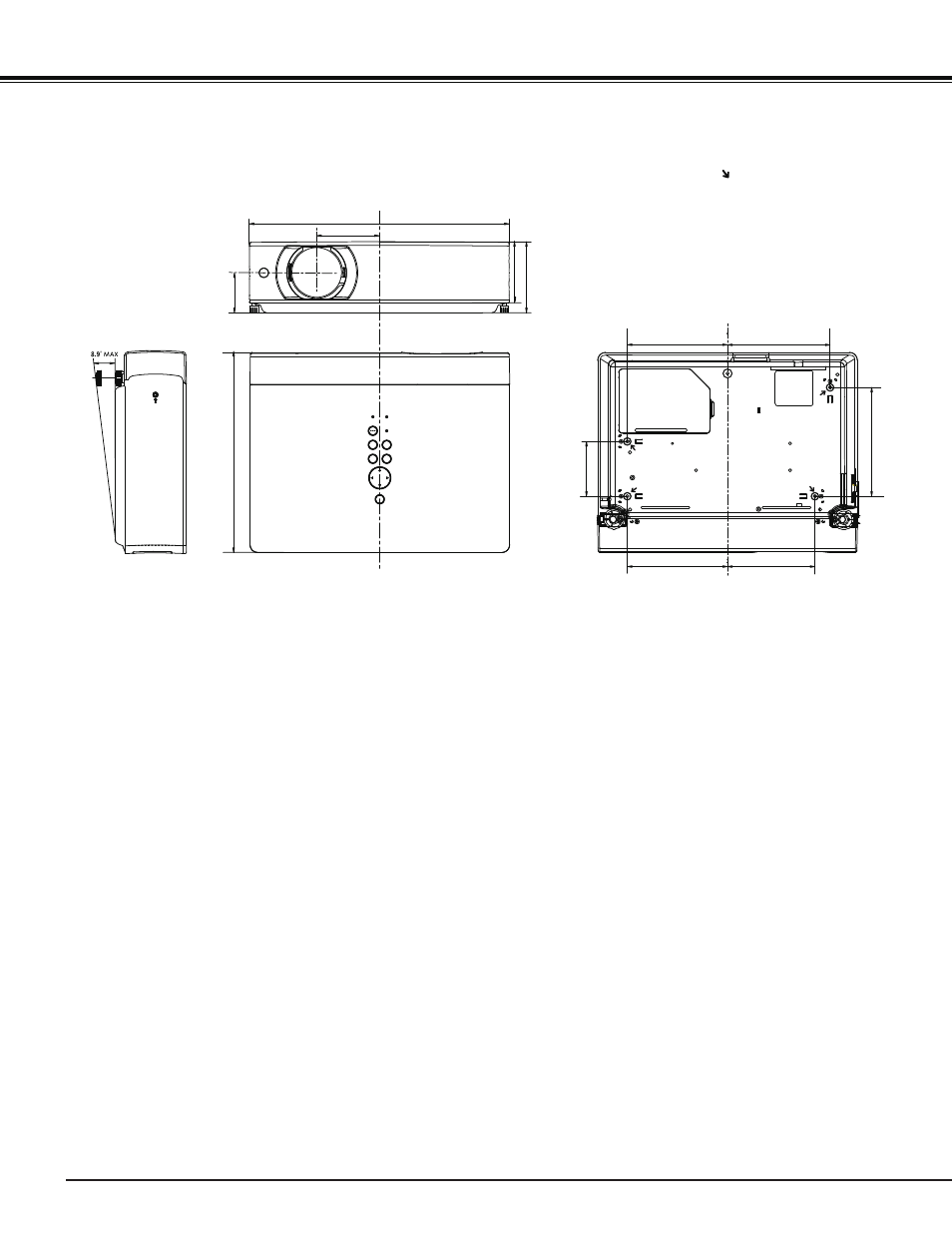 Dimensions, Dimensions appendix | Sanyo PJ LINK PLC-XU106 User Manual | Page 78 / 79