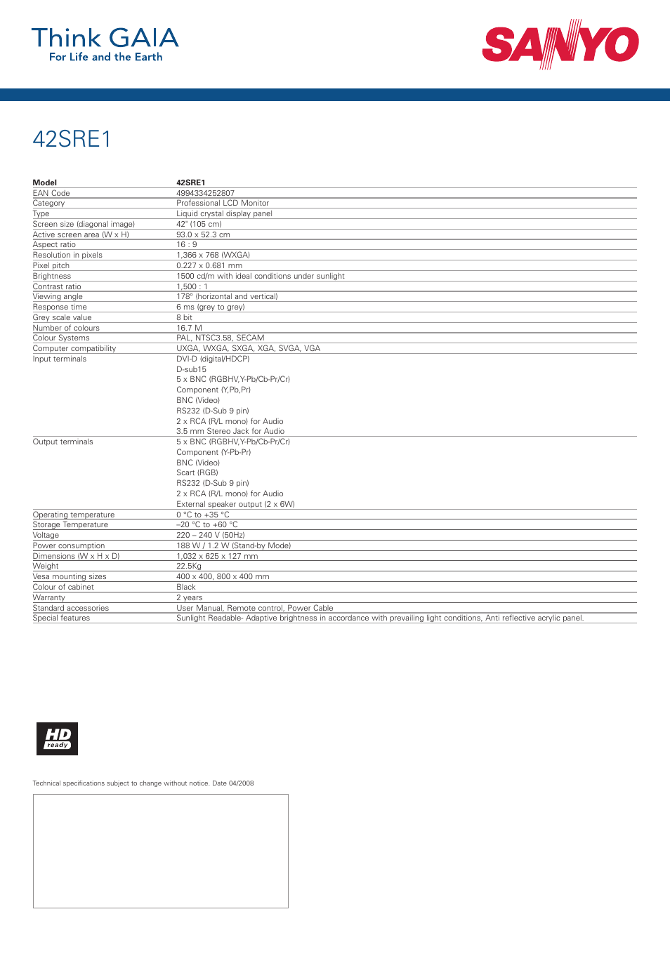 42sre1 | Sanyo 42SRE1 User Manual | Page 2 / 2