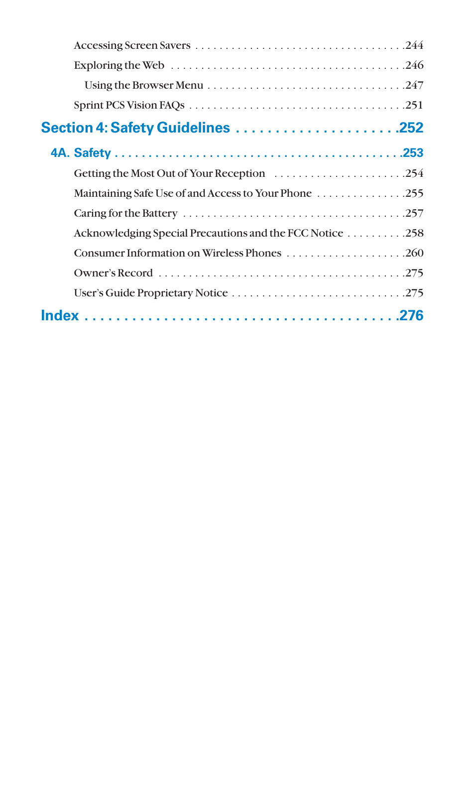 Index | Sanyo SCP-7400 User Manual | Page 11 / 293