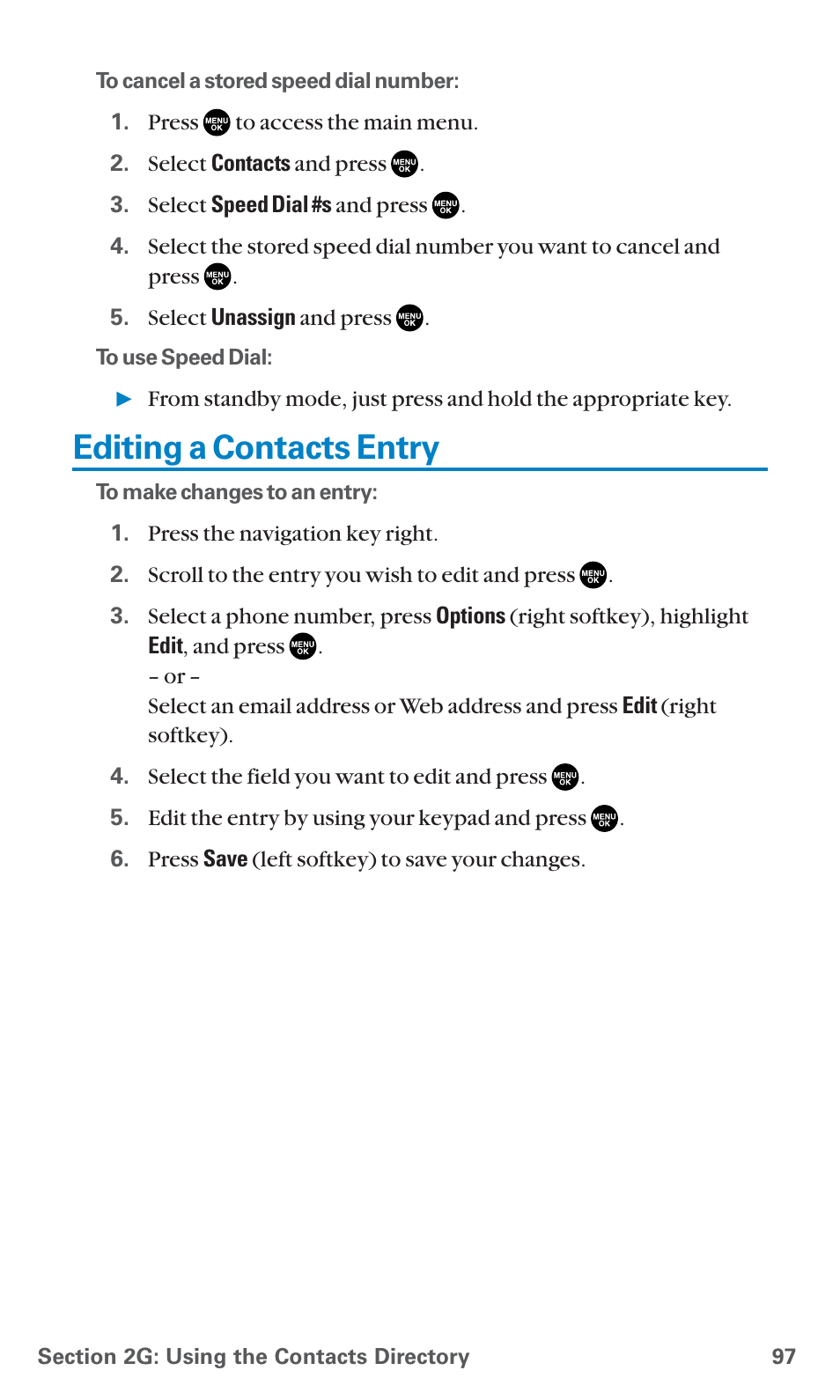 Editing a contacts entry | Sanyo SCP-7400 User Manual | Page 110 / 293