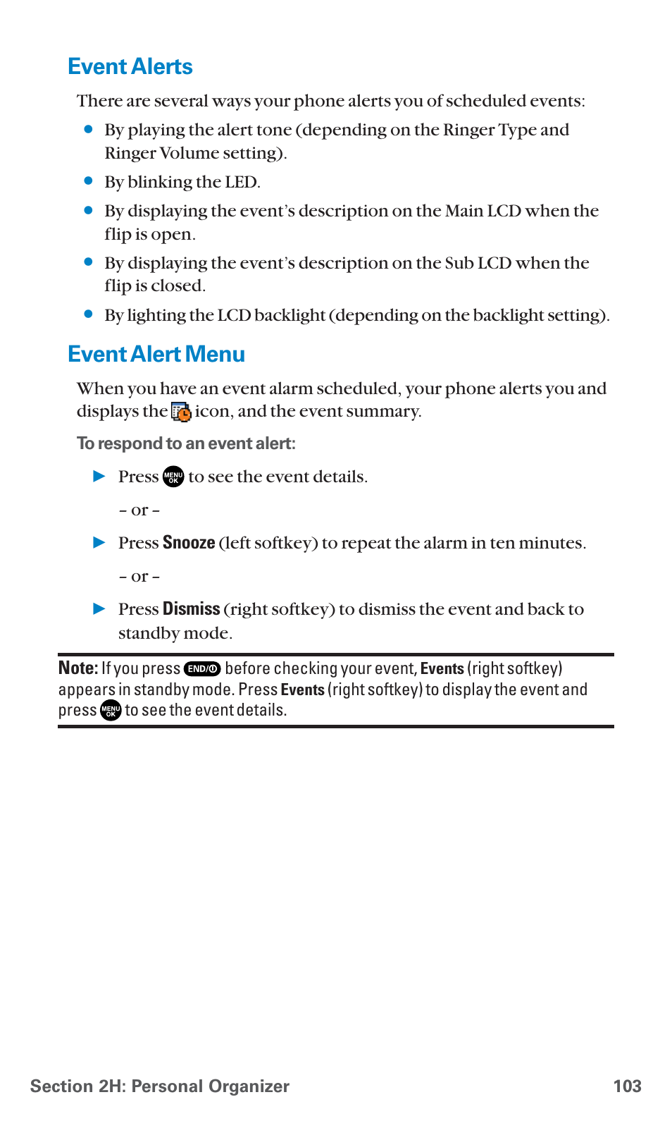 Event alerts, Event alert menu | Sanyo SCP-7400 User Manual | Page 116 / 293