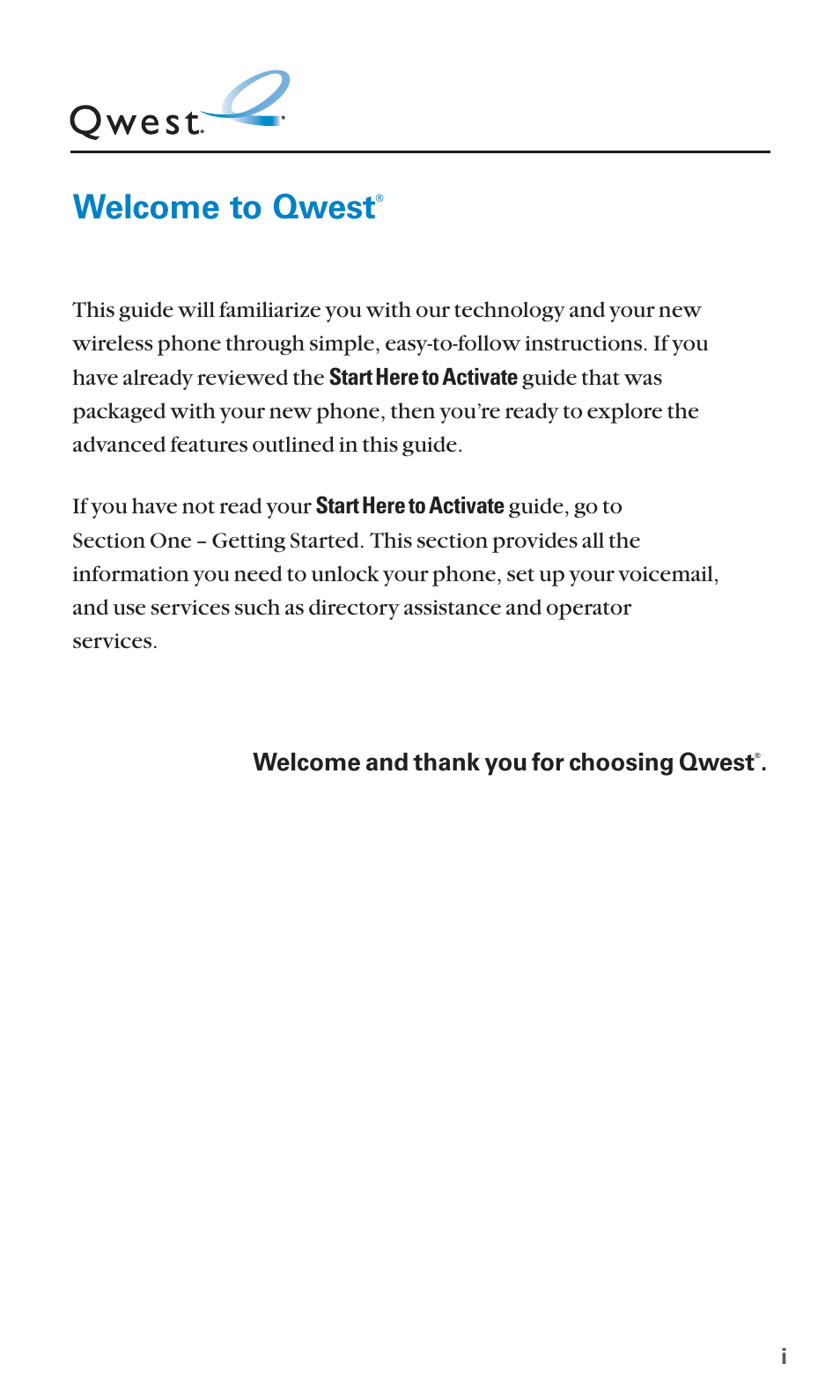 Welcome to qwest | Sanyo SCP-7400 User Manual | Page 12 / 293