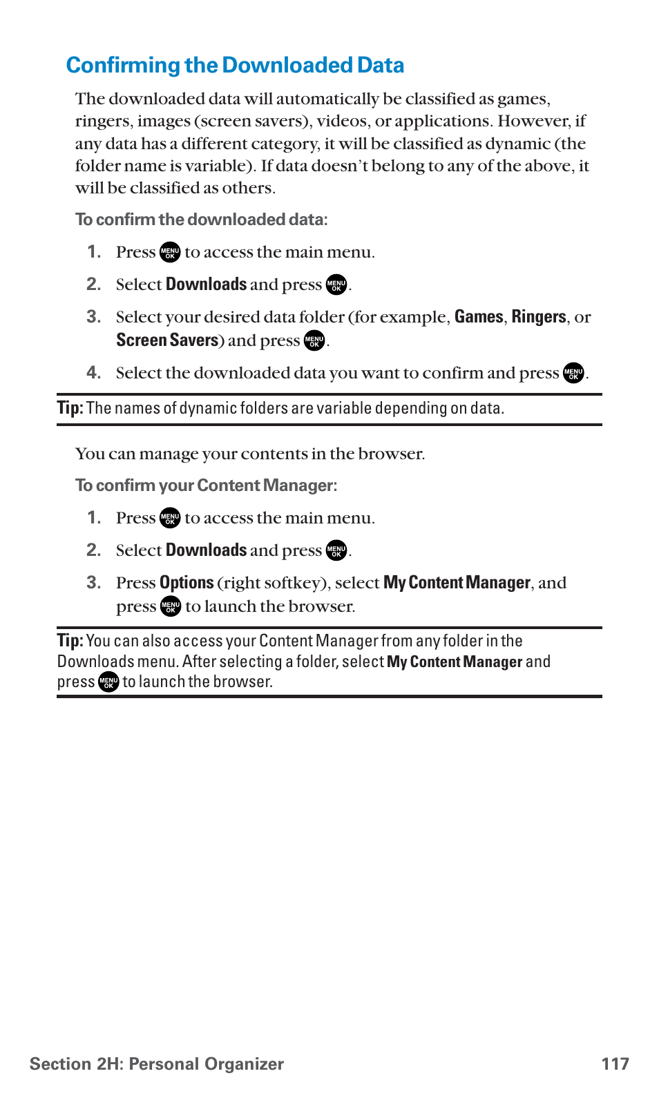 Confirming the downloaded data | Sanyo SCP-7400 User Manual | Page 130 / 293