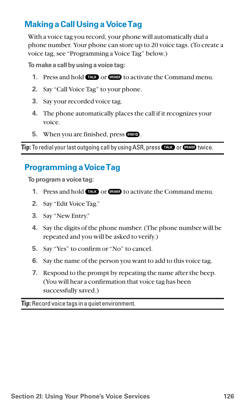 Making a call using a voice tag, Programming a voice tag | Sanyo SCP-7400 User Manual | Page 139 / 293