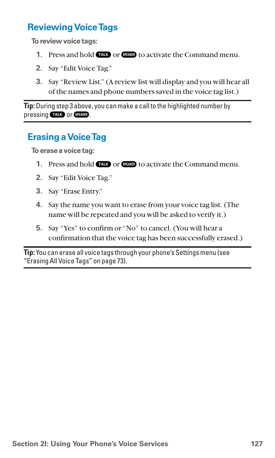 Reviewing voice tags, Erasing a voice tag | Sanyo SCP-7400 User Manual | Page 140 / 293