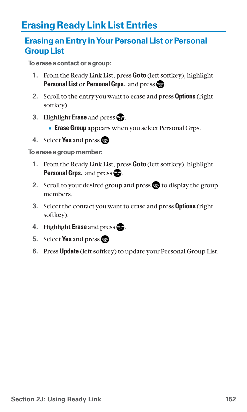 Erasing ready link list entries | Sanyo SCP-7400 User Manual | Page 165 / 293